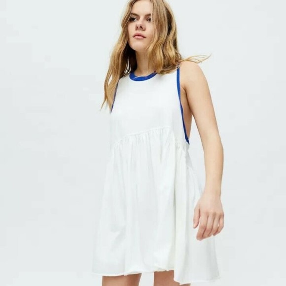 Urban Outfitters Hadley Contrast Trim Tunic Racerback White Mini Dress